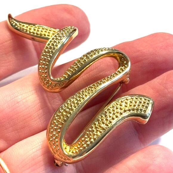 Vintage Erwin Pearl textured gold Christmas tree brooch modern art holiday pin - Picture 4 of 5